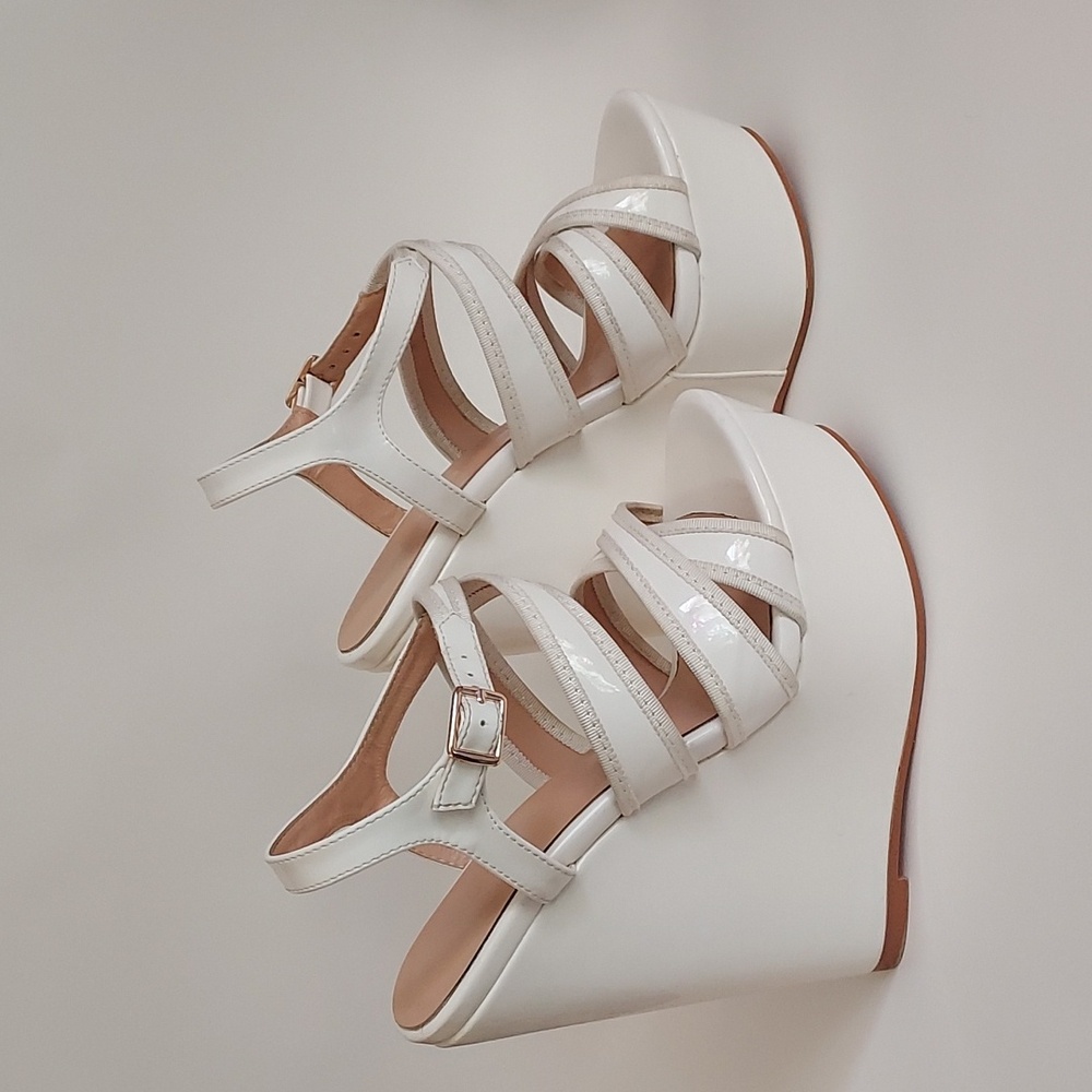 Womens 6inch white wedge platform sandal